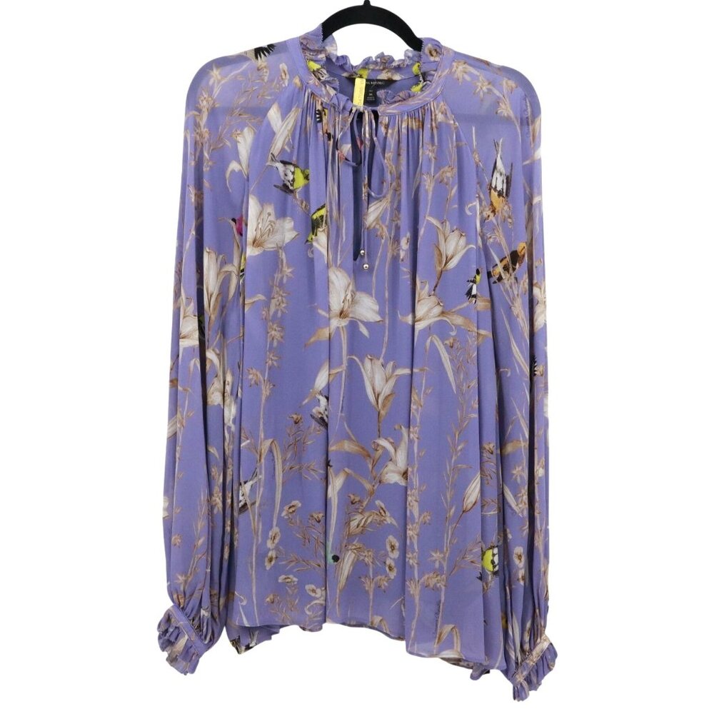 Banana Republic Top Womens MT Purple Bloomcore‎ Boho Cottagecore Career Peasant